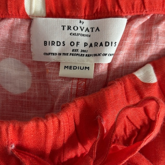 Trovata Birds of Paradis Lone Linen Polka Dot Short - NWOT - Size Medium - Picture 6 of 8